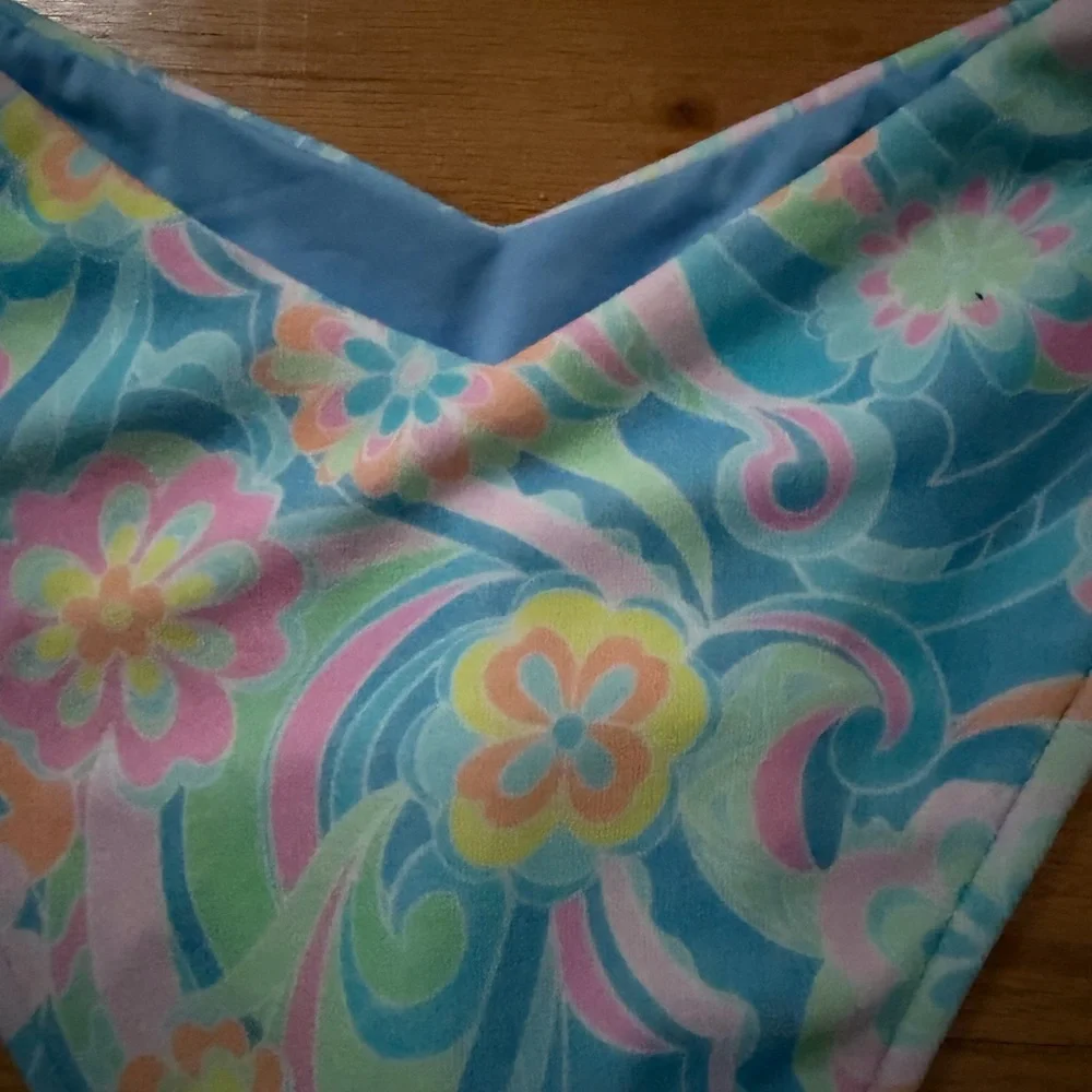 Frankie’s Bikini Swim Bottom Enzo Terry Cheeky Floral Pink Blue